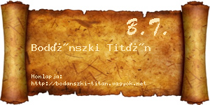 Bodánszki Titán névjegykártya